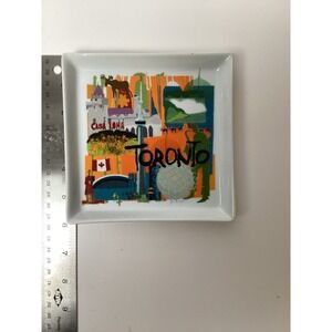 Crate & Barrel Toronto Souvenir Trinket Dish Square Ceramic Tray Casa CN Tower